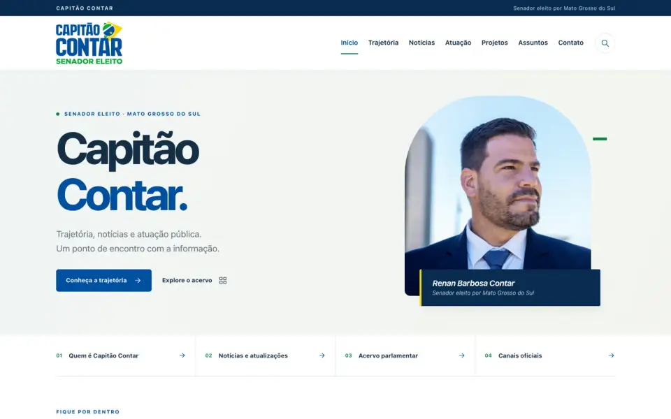 Página inicial do site Capitão Contar